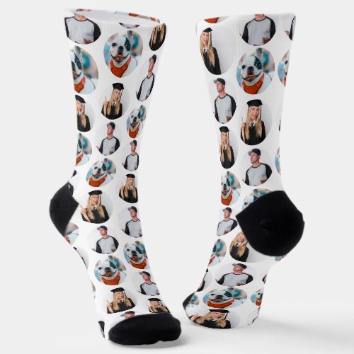 Custom 3 Photos Pattern white Socks