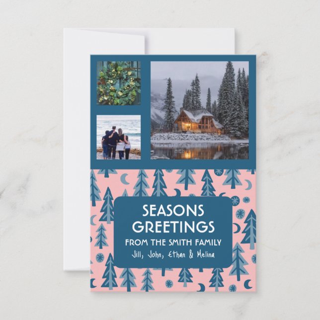 CUSTOM 3 PHOTOS Retro Pine Trees Christmas (Front)