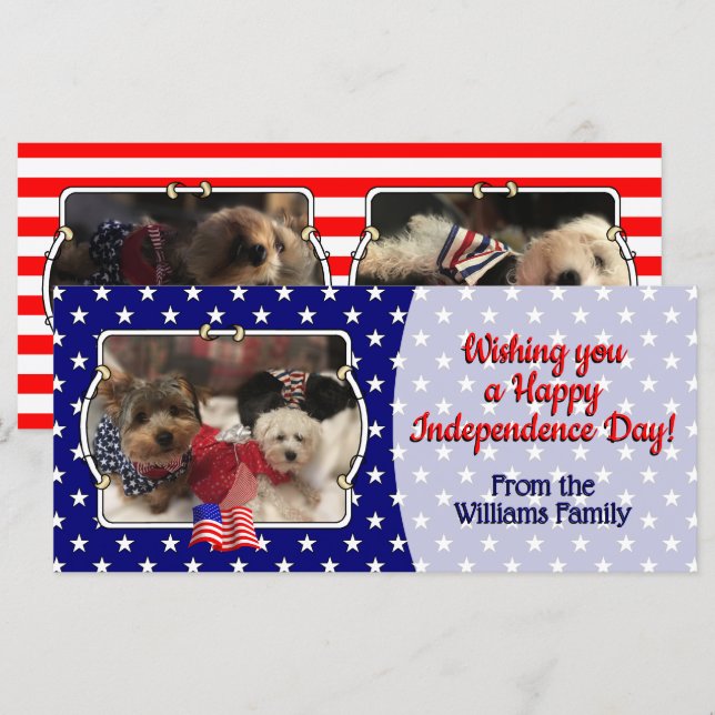 Custom 3 Photos USA American Flag Patriotic Cute (Front/Back)
