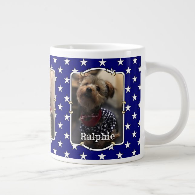 Custom 3 Photos USA American Flag Patriotic Cute Giant Coffee Mug (Right)