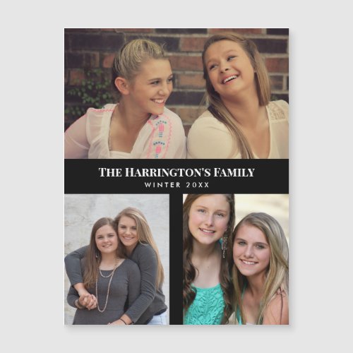 Custom 3 Sections Family Photo Collage Black Frame