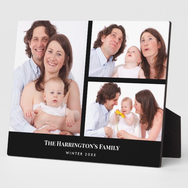 Custom 3 Sections Family Photo Collage Black Frame (Side)