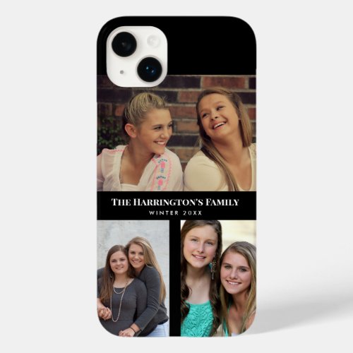Custom 3 Sections Family Photo Collage Black Frame Case_Mate iPhone 14 Plus Case