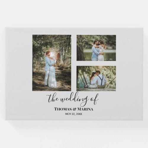 Custom 3 Sections Family Photo Collage Wedding Guest Book
