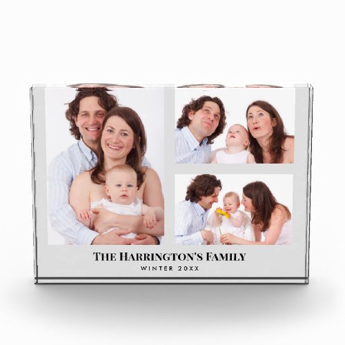 Custom 3 Sections Family Photos Collage Gray Frame