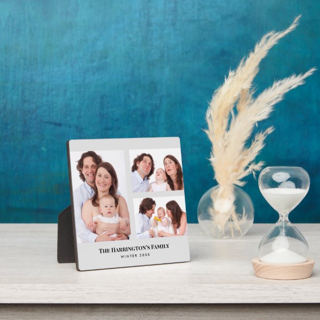 Custom 3 Sections Family Photos Collage Gray Frame (Insitu)
