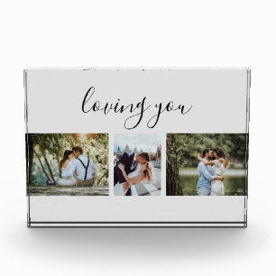 Custom 3 Sections Family Photos Collage Gray Frame Acrylic Award