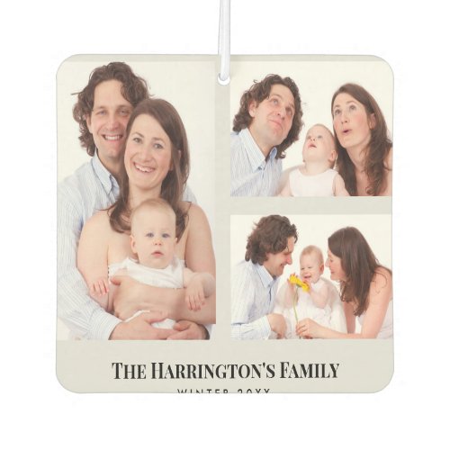 Custom 3 Sections Family Photos Collage Gray Frame Air Freshener