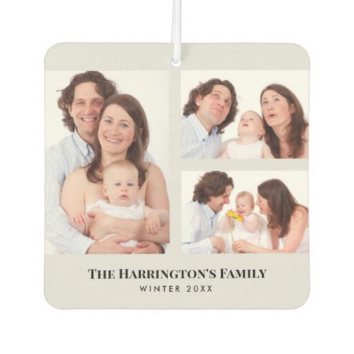 Custom 3 Sections Family Photos Collage Gray Frame Air Freshener