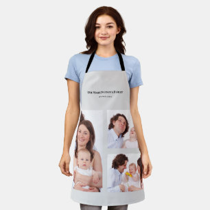 Custom 3 Sections Family Photos Collage Gray Frame Apron