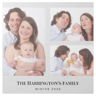 Custom 3 Sections Family Photos Collage Gray Frame Gallery Wrap