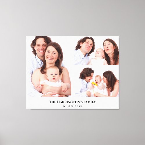Custom 3 Sections Family Photos Collage Rectangle Canvas Print