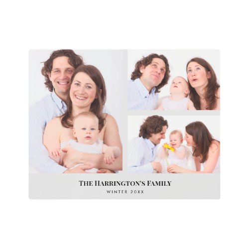 Custom 3 Sections Family Photos Collage Rectangle  Metal Print