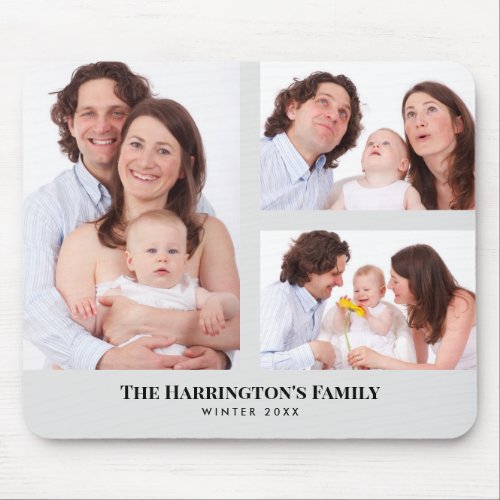 Custom 3 Sections Family Photos Collage Rectangle  Mouse Pad