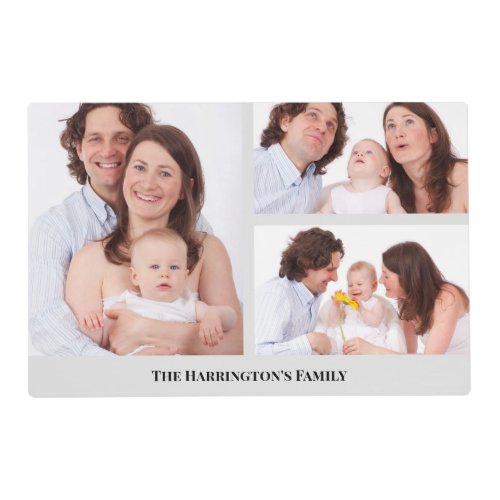Custom 3 Sections Family Photos Collage Rectangle  Placemat