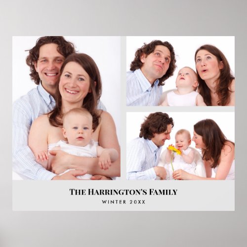 Custom 3 Sections Family Photos Collage Rectangle  Poster