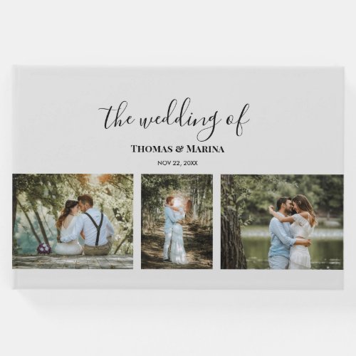 Custom 3 Sections Family Photos Collage Wedding Guest Book