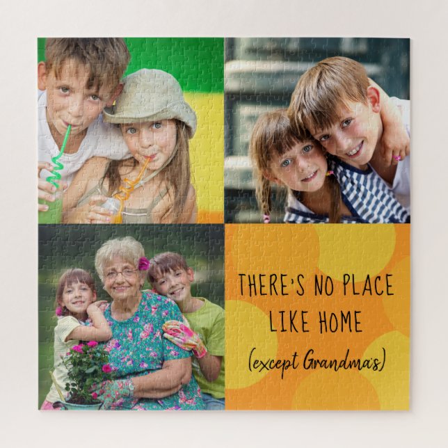 Custom 3 Square Photo Collage No Place Like Home Jigsaw Puzzle (Vertical)