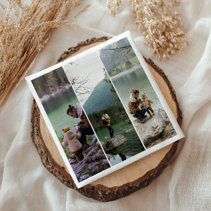 Custom 3 Vertical Photo Collage Paper Party Napkins