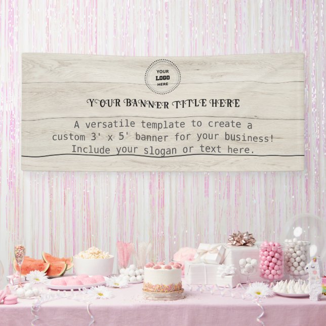Custom 3' x 5' Rustic Wood Business Banner (Party)
