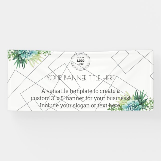 Custom 3' x 5' Succulent Floral Business Banner (Horizontal)