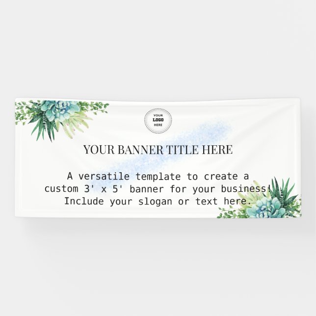 Custom 3' x 5' Succulent Greenery Business Banner (Horizontal)