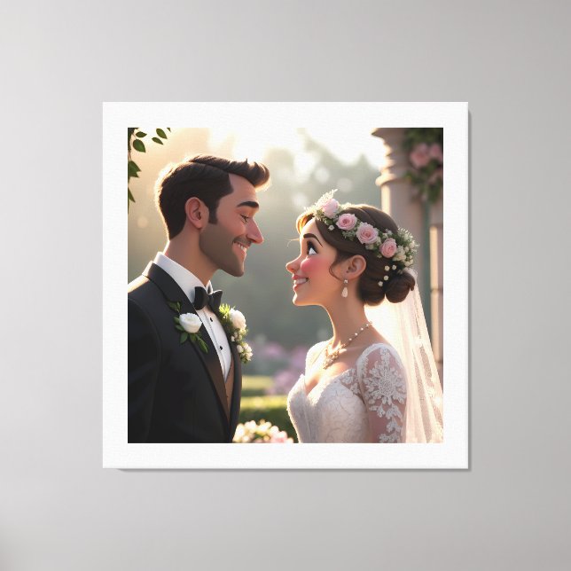Custom 3D Cartoon Portrait from Photo Canvas Print (Front)