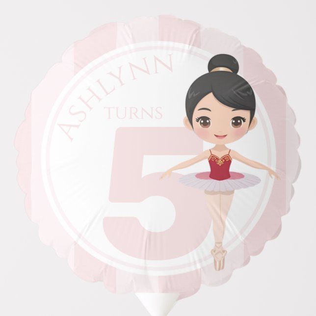 Custom 3D Cute Red Ballerina for Girls Birthday |  Balloon (Front)