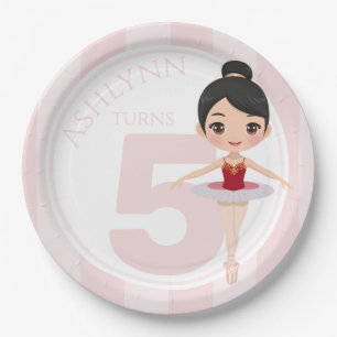 Custom 3D Cute Red Ballerina for Girls Birthday Paper Plates