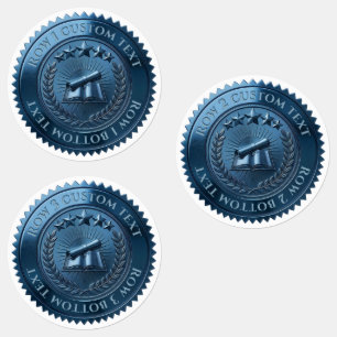 Custom 3D editable Blue foil certificate seal Labels