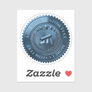 Custom 3D editable Blue foil certificate seal Sticker