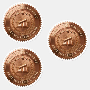 Custom 3D editable Copper foil certificate seal Labels