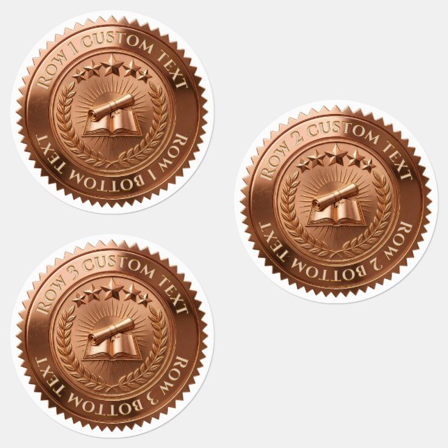Custom 3D editable Copper foil certificate seal Labels (Group)