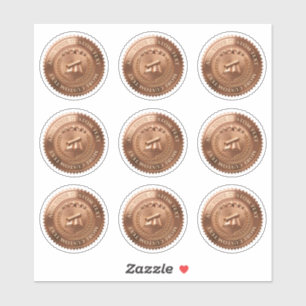 Custom 3D editable Copper foil certificate seal Sticker