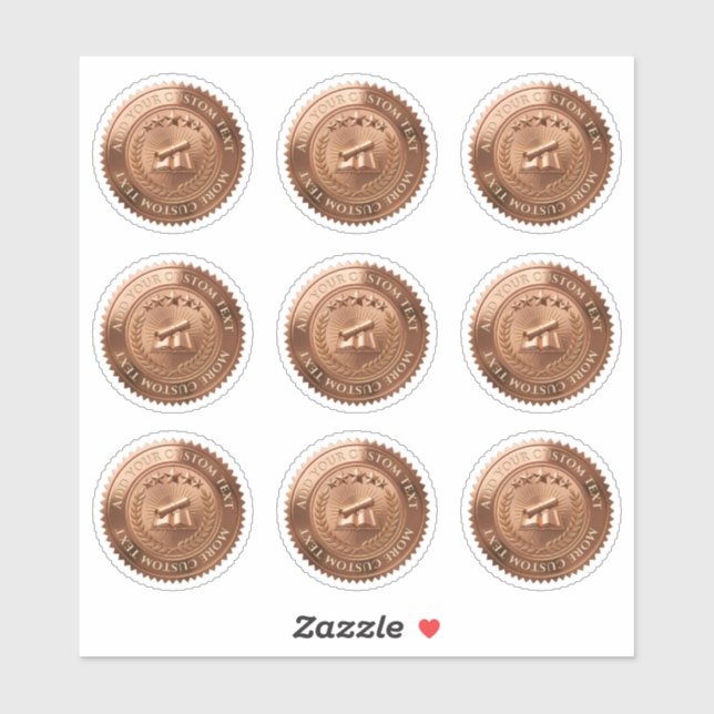 Custom 3D editable Copper foil certificate seal Sticker (Sheet)