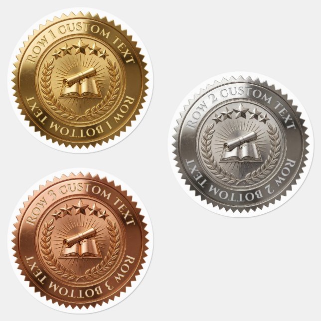 Custom 3D editable Gold foil certificate seal Labels (Group)