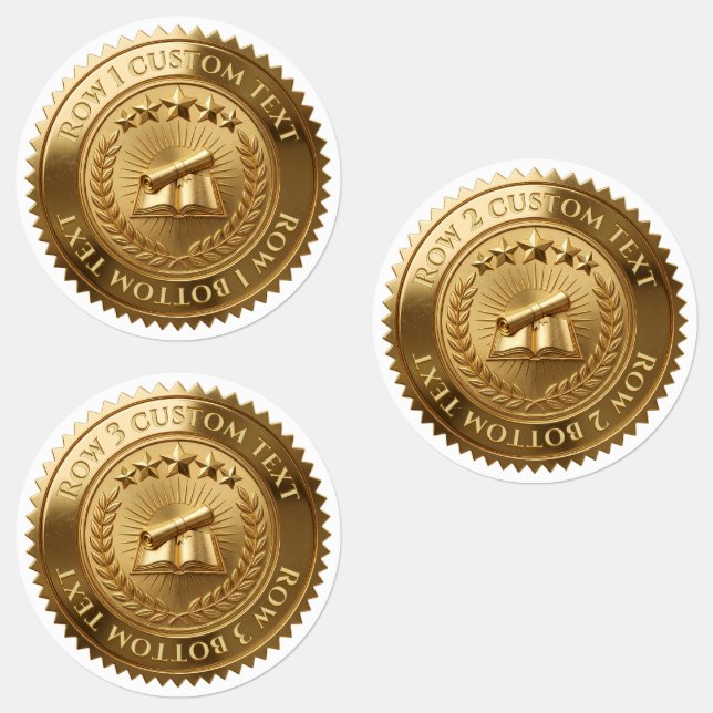 Custom 3D editable Gold foil certificate seal Labels (Group)
