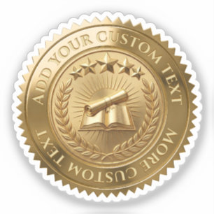 Custom 3D editable Gold foil certificate seal Sticker