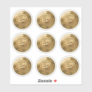 Custom 3D editable Gold foil certificate seal Sticker