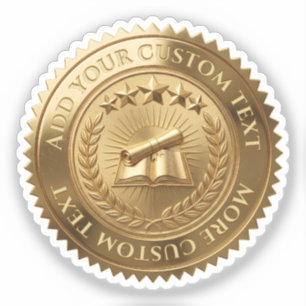 Custom 3D editable Gold foil certificate seal Sticker