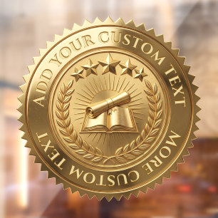 Custom 3D editable Gold foil certificate seal Window Cling