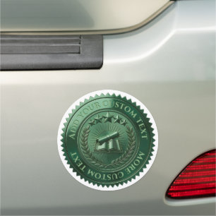 Custom 3D editable Green foil certificate seal Car Magnet