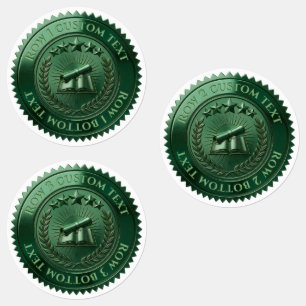 Custom 3D editable Green foil certificate seal Labels