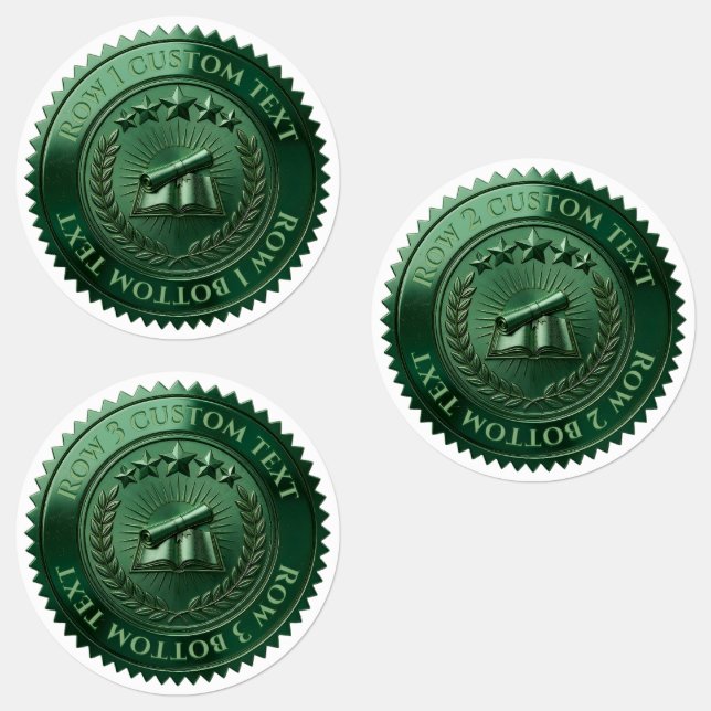 Custom 3D editable Green foil certificate seal Labels (Group)