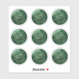 Custom 3D editable Green foil certificate seal Sticker