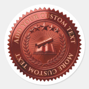 Custom 3D editable Red foil certificate seal