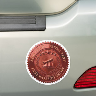 Custom 3D editable Red foil certificate seal Car Magnet