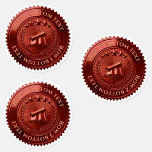 Custom 3D editable Red foil certificate seal Labels