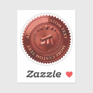 Custom 3D editable Red foil certificate seal Sticker
