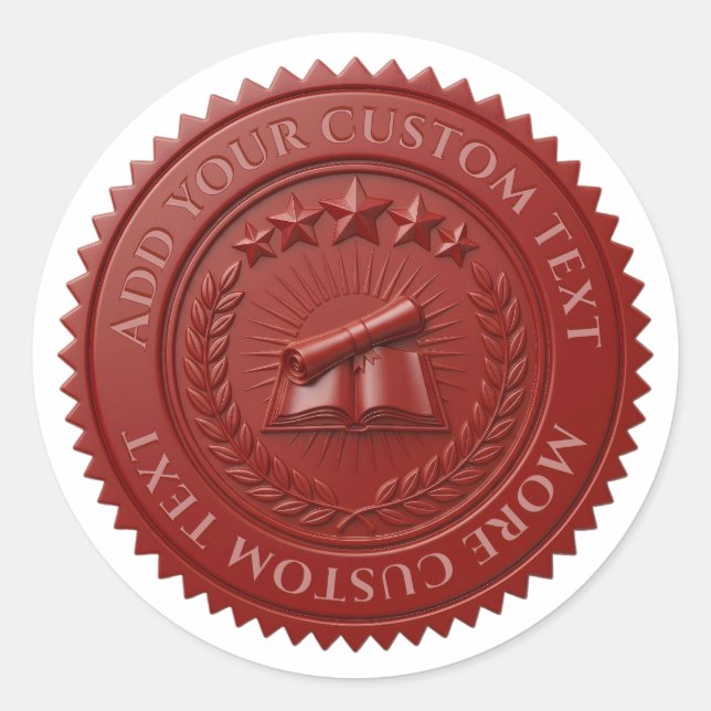 Custom 3D editable Red wax certificate seal (Front)